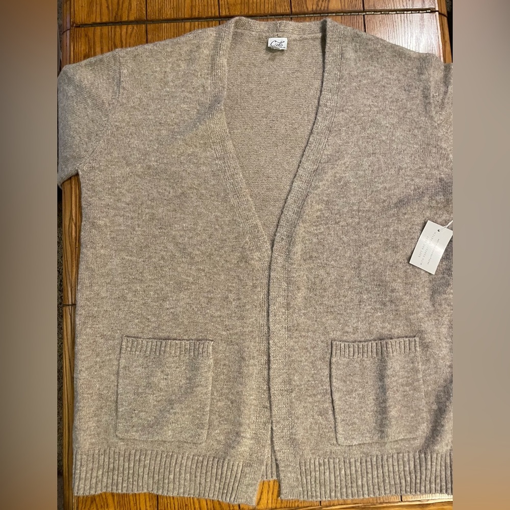 NWT CIELO tan cardigan, size XL, open front no closure, front open pockets